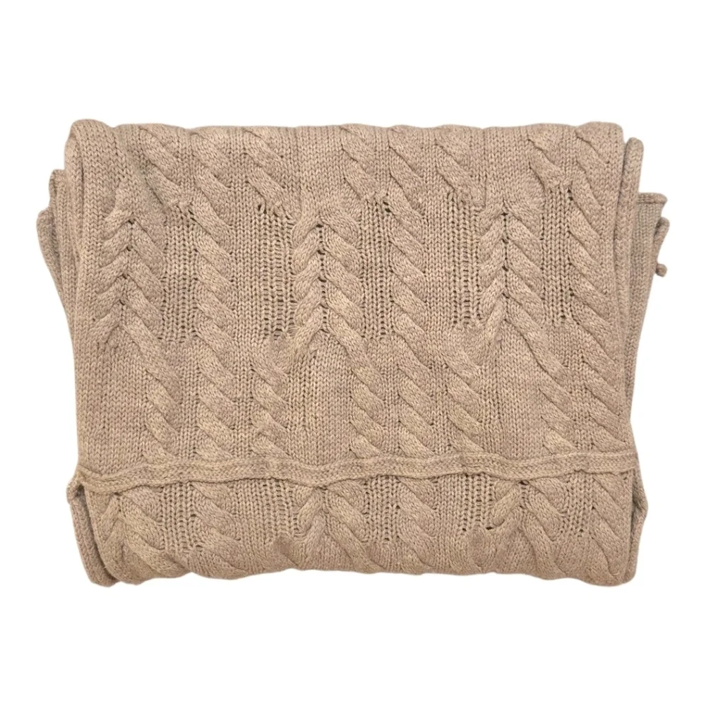 Banana Republic 100% Merino Wool Light Brown Cable Knit Scarf